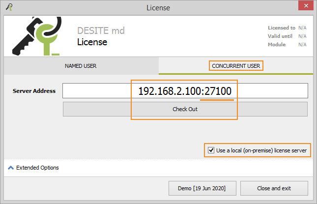 desite license settings with port(1)