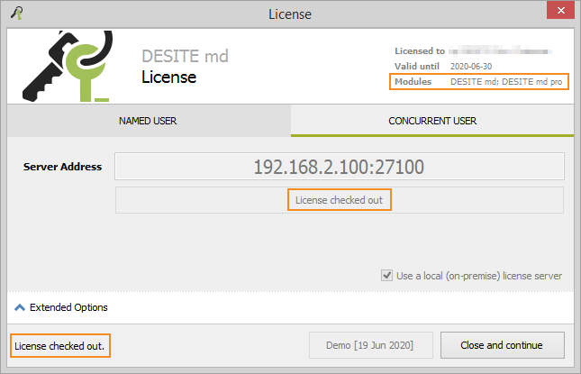desite license settings with port(2)